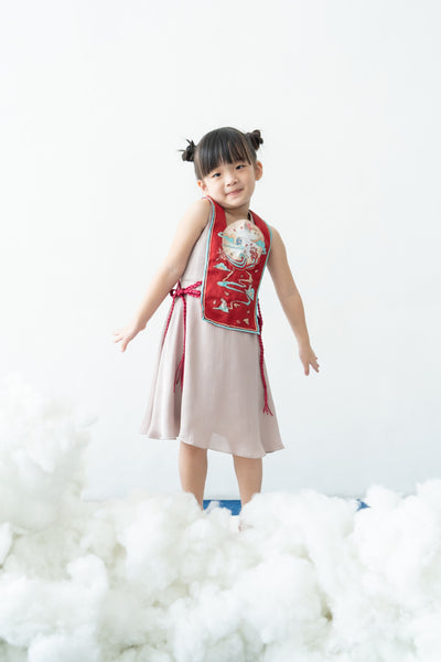 SUKACITA Kids Dress (red/ash grey)