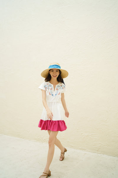 BLOSSOM Mini Dress (white/fuchsia)