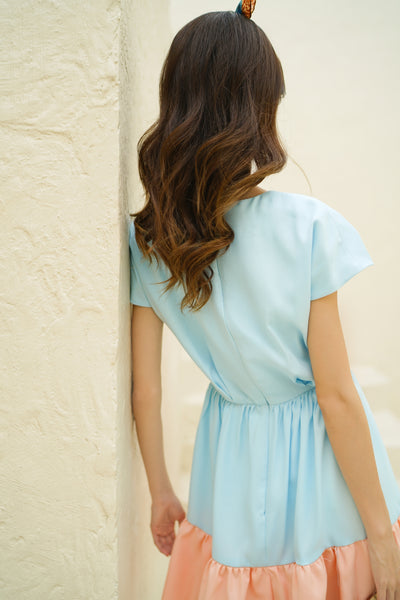 BLOSSOM Mini Dress (blue/peach)